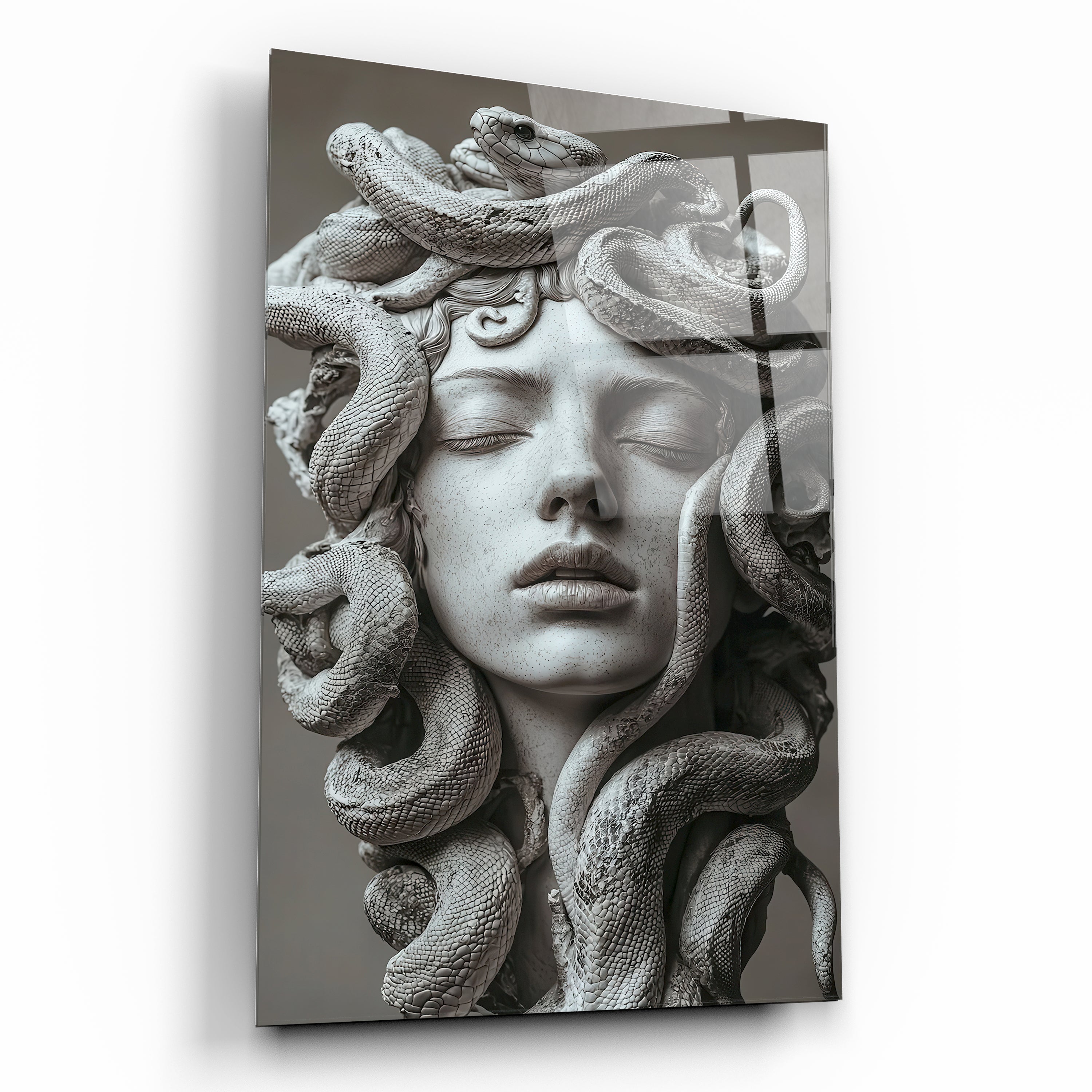 Medusa Heykeli Cam Tablo