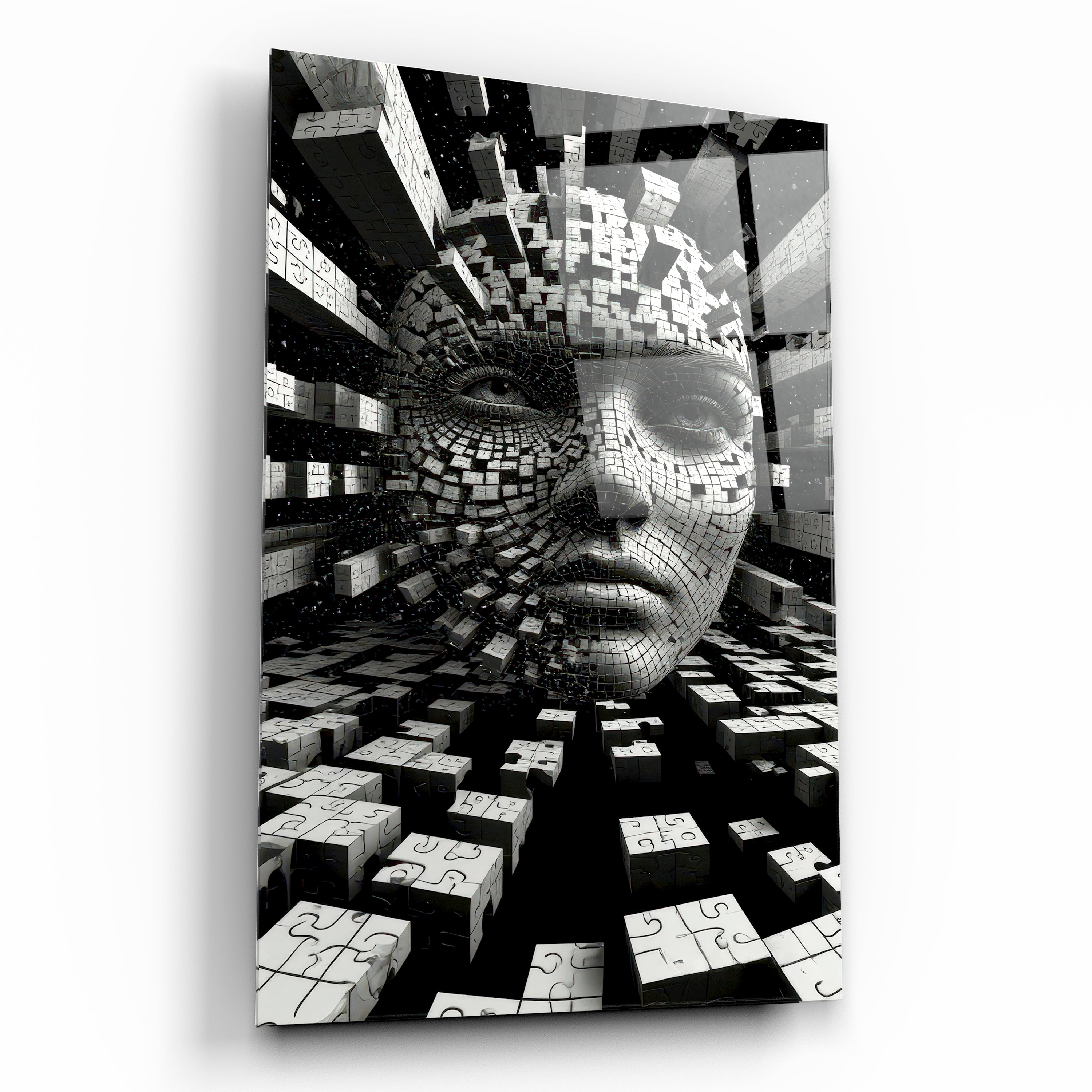 3D Yapboz Yüz ve Sonsuzluk Cam Tablo
